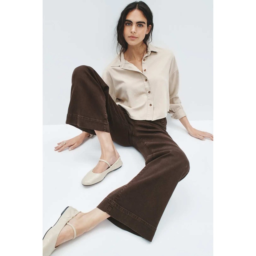 Joe's Jeans Women Espresso Brown HighRise Wide Leg Utility Patch Pocket Pants 27
